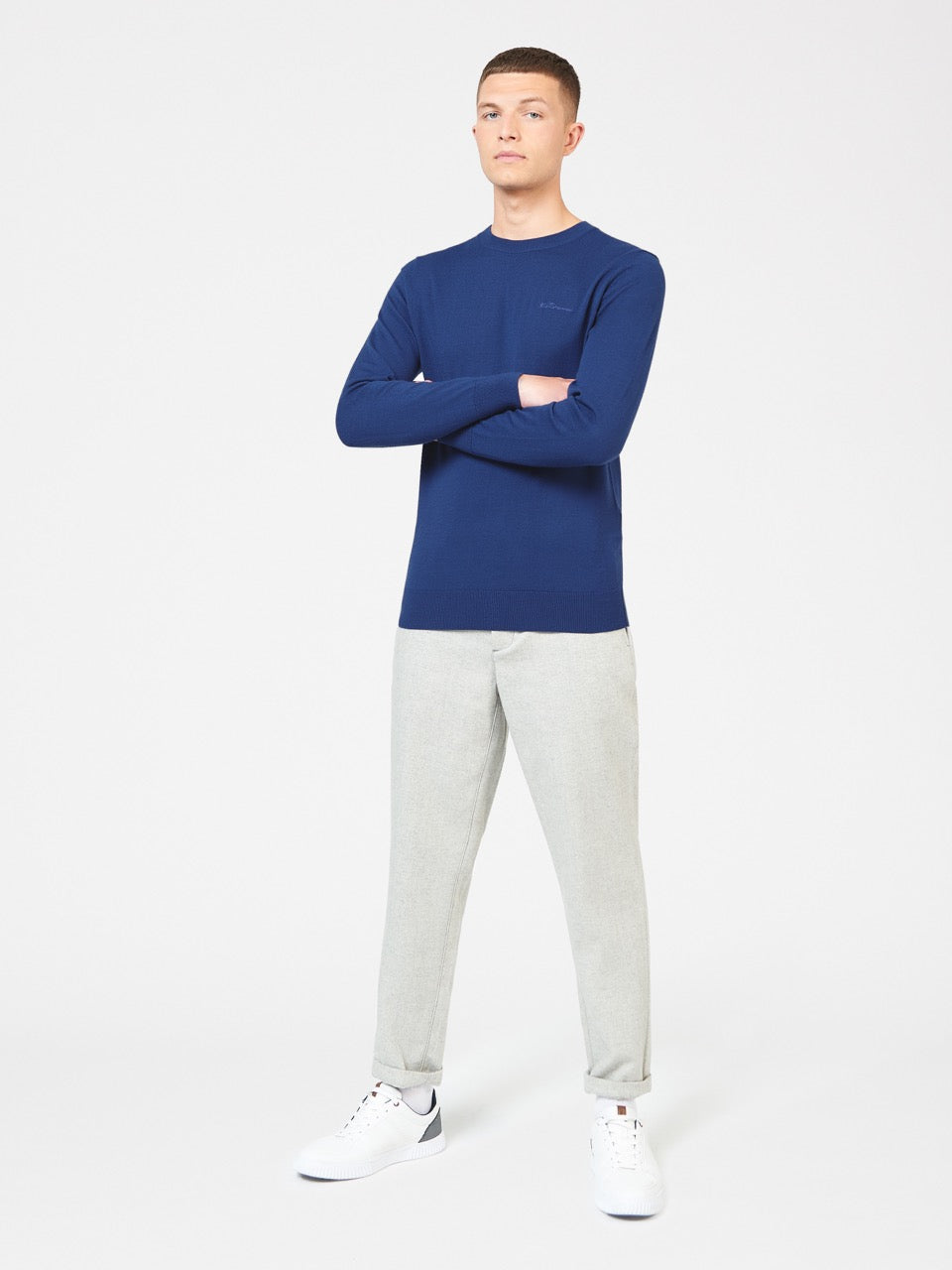 Knitwear Ben Sherman Signature Merino Crewneck Bleu | ZXY-21856416